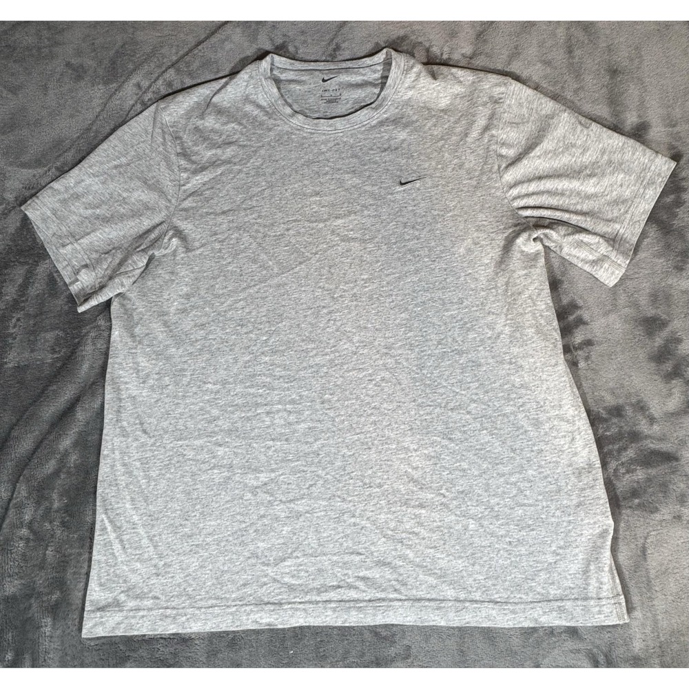 Nike Shirt Mens Large Gray Dri-FIT Lightweight Short Sleeve Training Tee - Picture 1 of 13